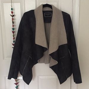 Brave Soul Faux Shearling Waterfall Front Jacket